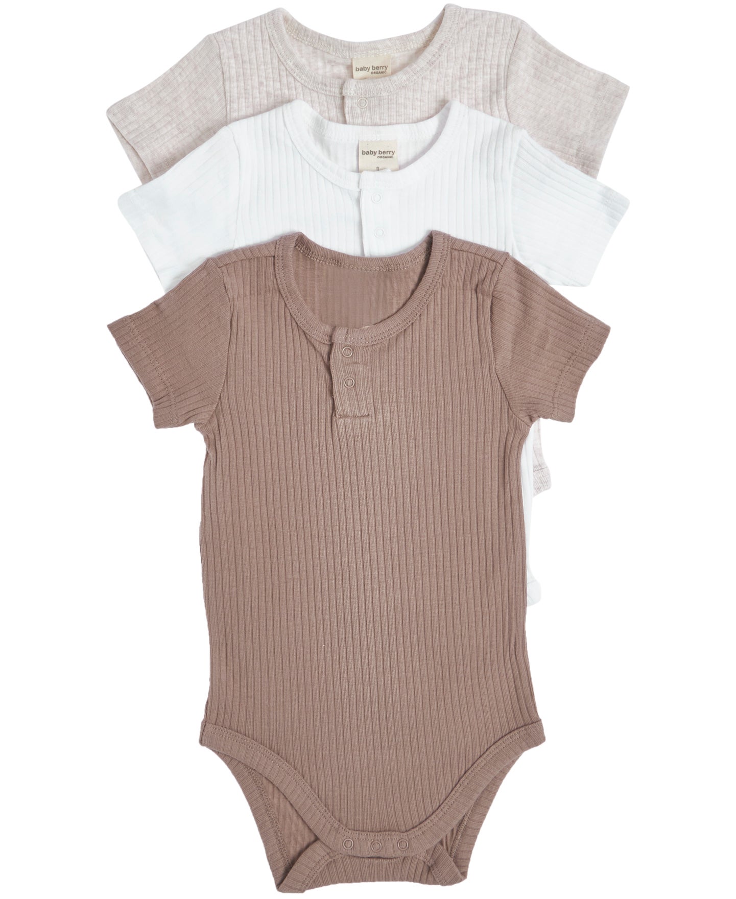 Babies' Pack Organic Cotton Rib Short Sleeve Bodysuits in