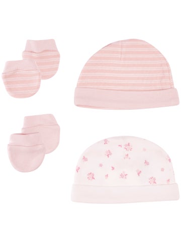 Premature Baby Hat Mittens Set in Mauve Chalk Postie