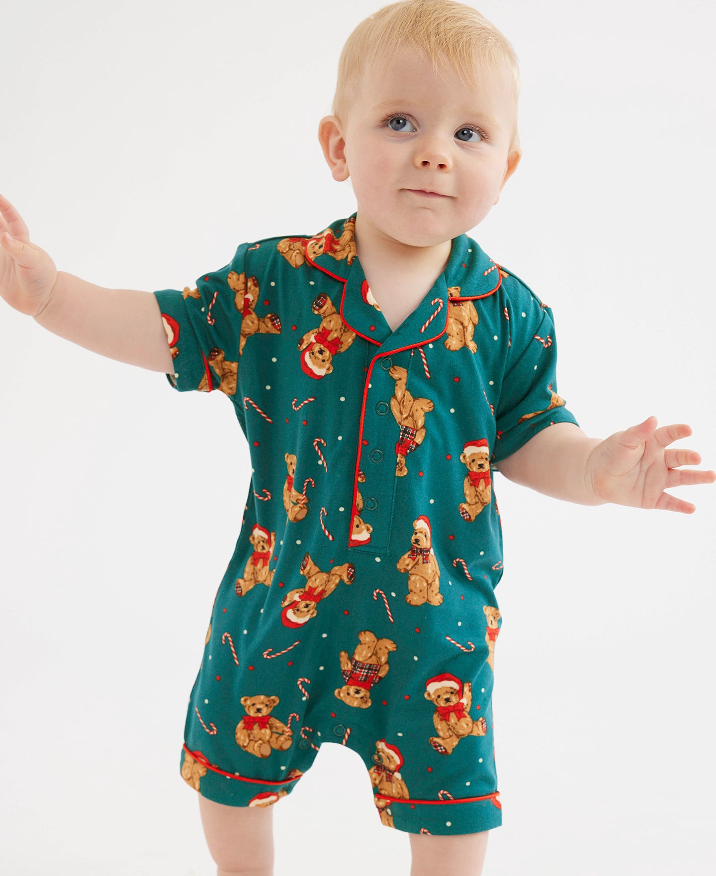 Babies' Xmas Bears Knit Romper in Green Bears Postie