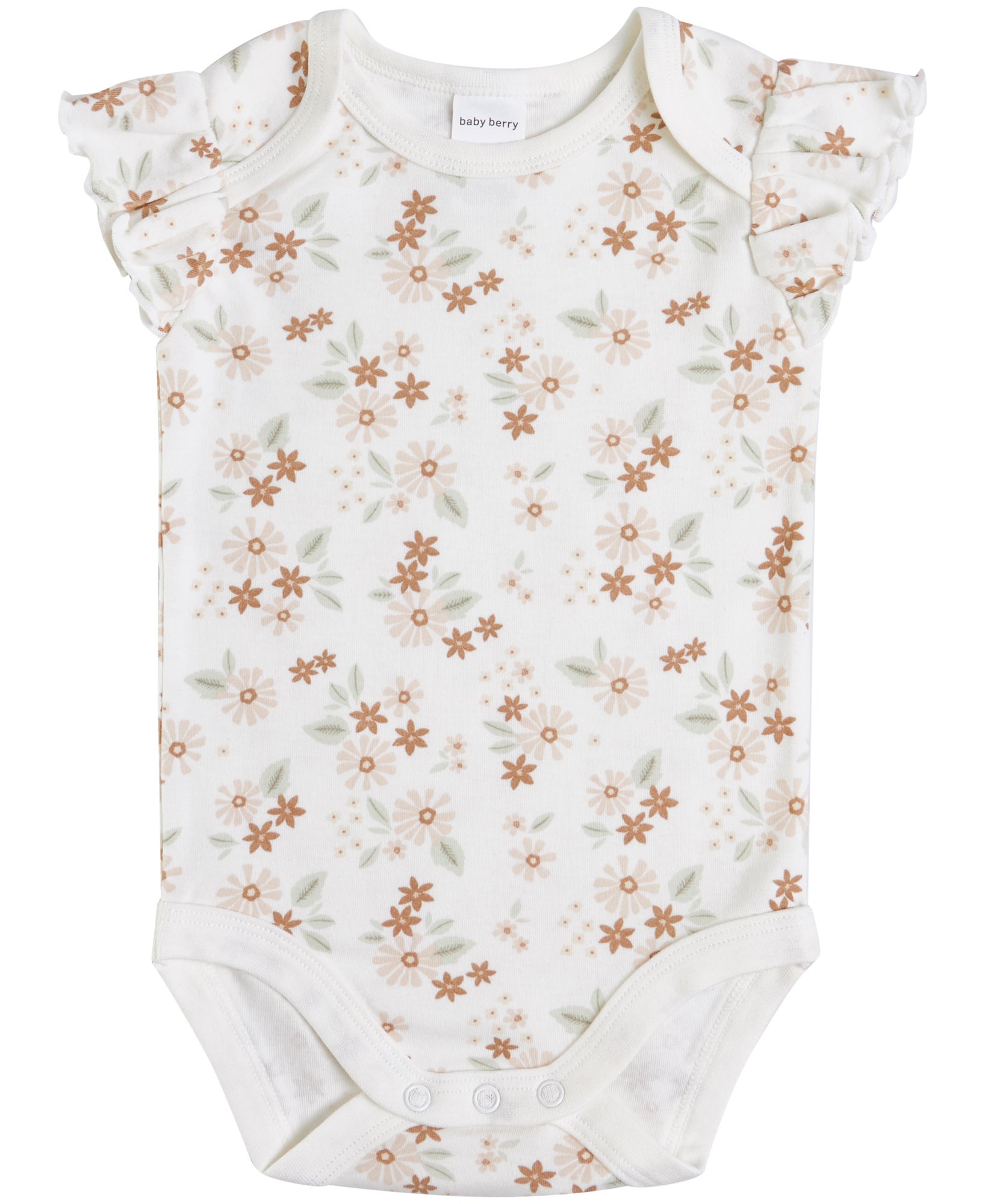 Babies' Frill Short Sleeve Bodysuit in Cloud Dancer Petit Floral