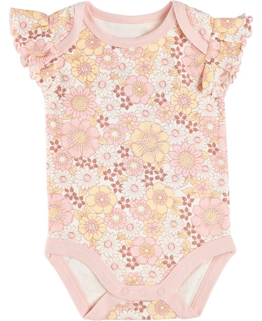Short Sleeve Bodysuits 5-Pack Floral Spot Print Ages 0-24m main image 0
