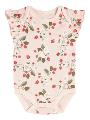 Babies' Frill Short Sleeve Bodysuit in Strawberry Floral Postie