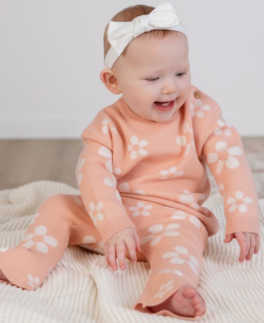 Babies' Jacquard Floral Jumper in Pink Floral Postie