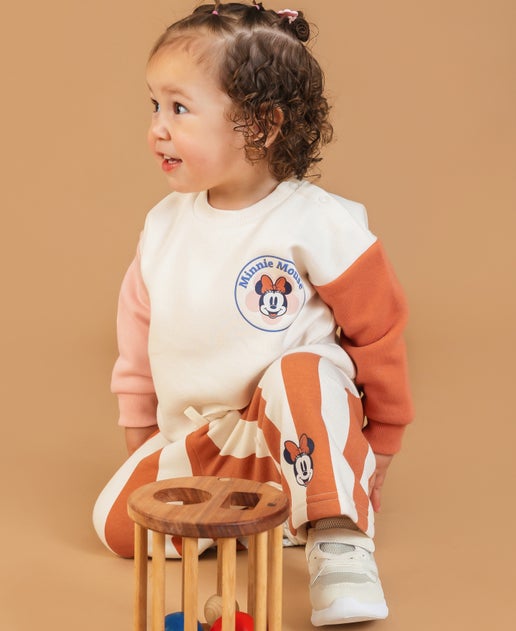 Babies' Minnie Mouse Tracksuit Set in Rust Stripe Postie