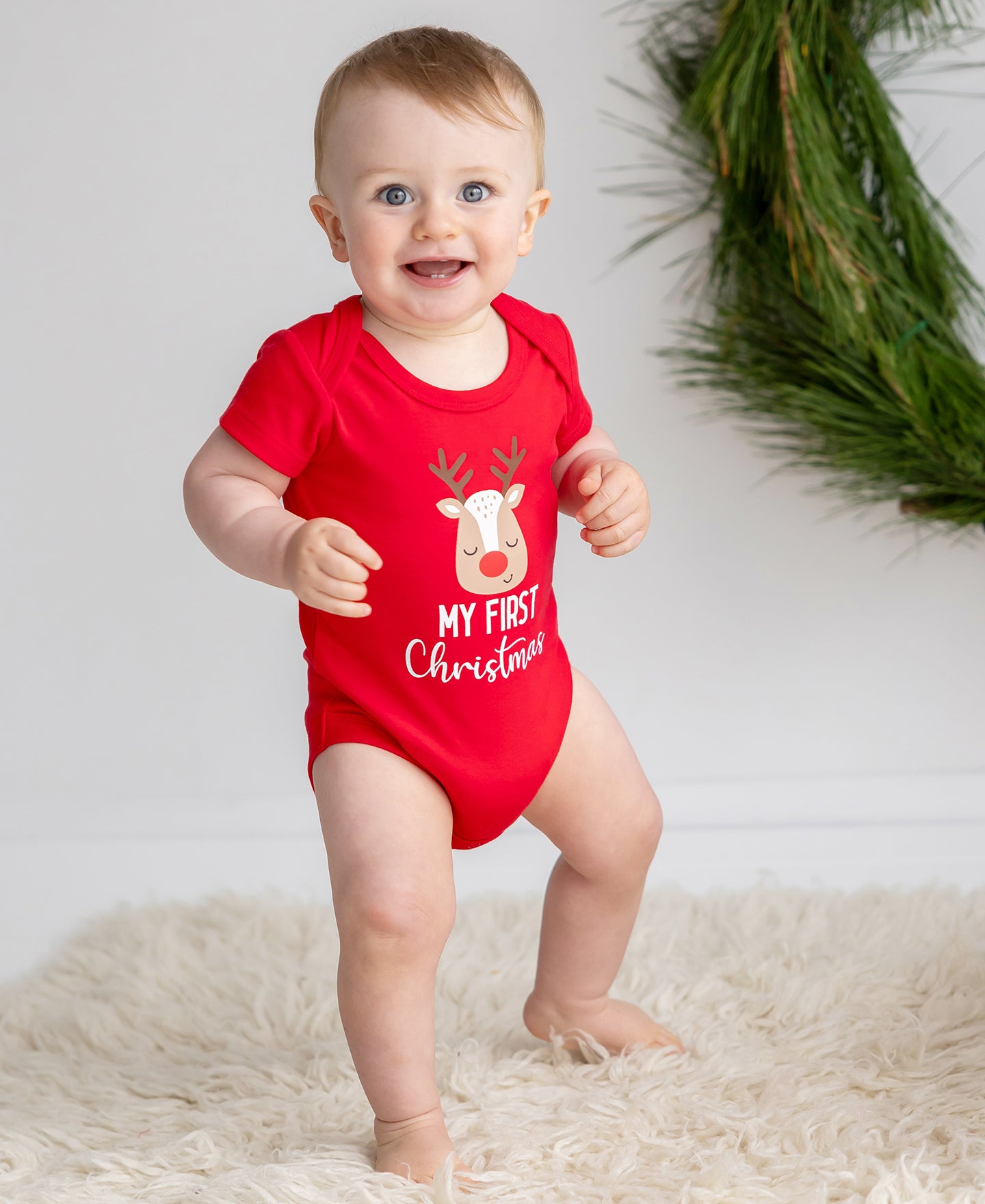 Babies' Short Sleeve Christmas Bodysuit