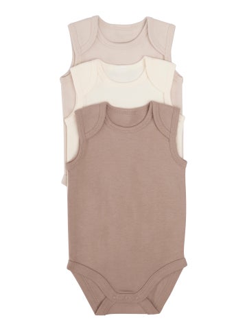 Babies' Sleeveless Bodysuit Pack in Mocha/french Oak/egret Postie