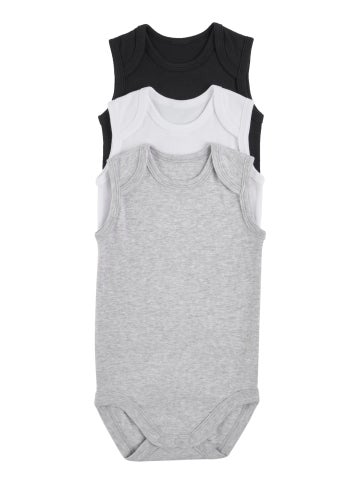 Babies' Sleeveless Bodysuit Pack in Snow Marle/black/bright