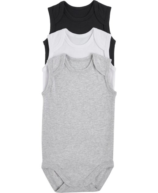 Babies' Sleeveless Bodysuit Pack in Snow Marle/black/bright