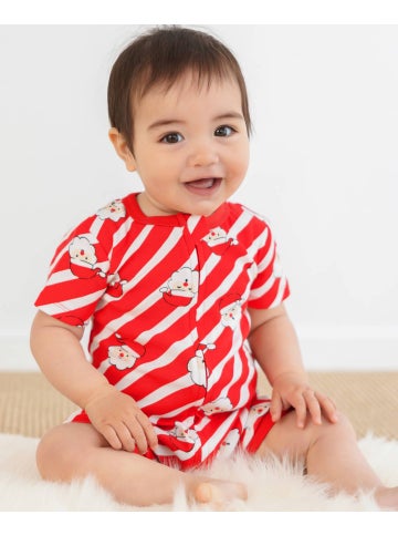 Babies' Stripe Xmas Romper in Red Stripe Postie