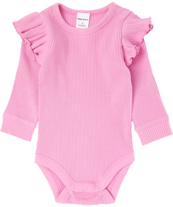 Babies' Ribbed Frill Shoulder Bodysuit