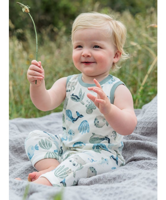 Babies' Organic Cotton Sleeveless Growsuit