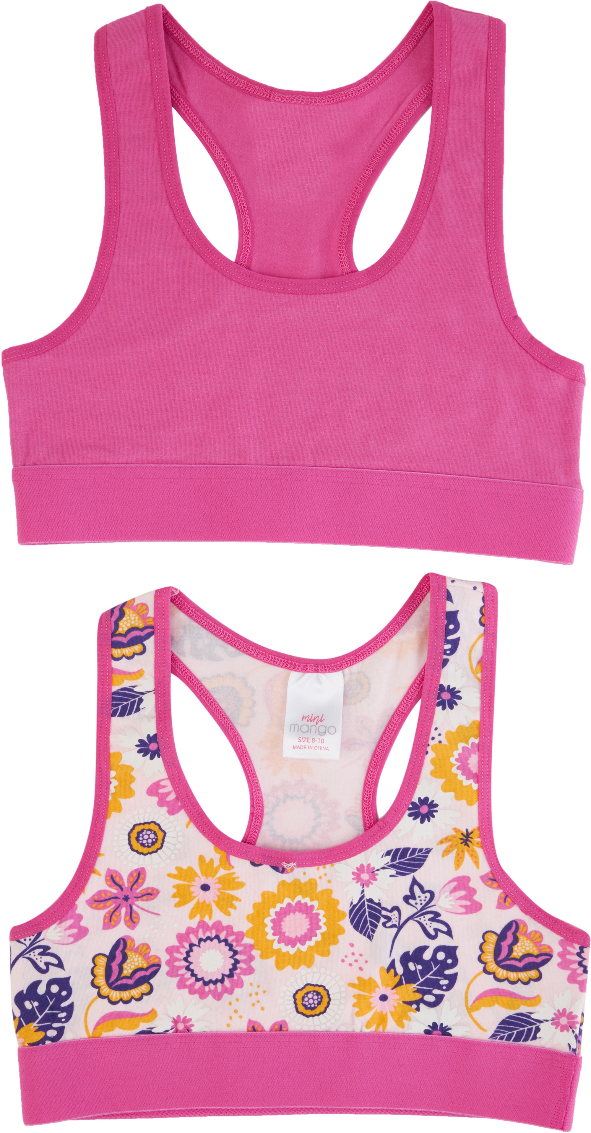 Girls' 2 Pack Fashion Crop in Tropical/pink