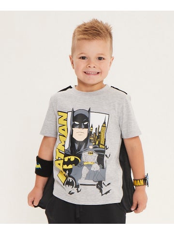 Little Kids' Licensed Batman Cape Tee in Grey/black/yellow | Postie