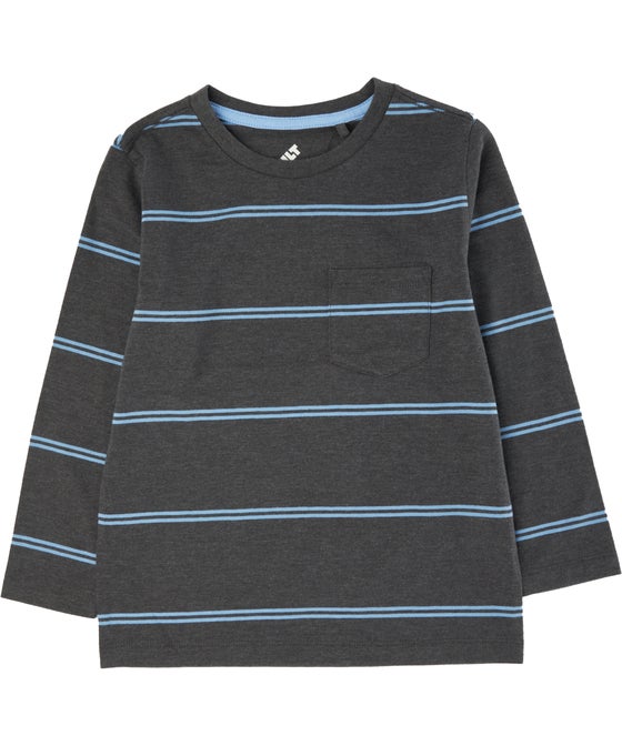 Little Kids' Long Sleeve Stripe Pocket T-shirt