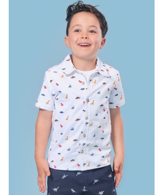 Little Kids' S/S Printed Cotton Shirt