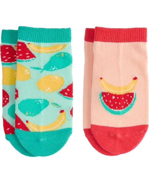Kids' 2 Pack Low Cut Jacquard Socks in Silly Fruits | Postie