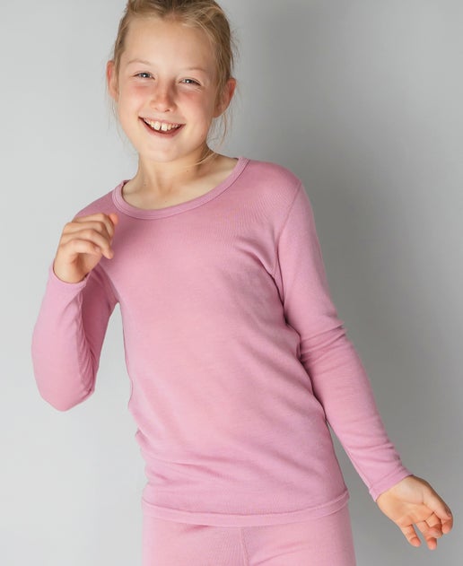 Kids' Crown Range Merino Long Sleeve Thermal in Pink | Postie