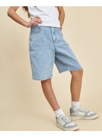 Kids' Denim Jorts in Light Indigo Postie
