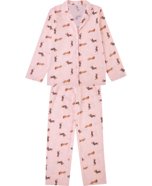 Kids' Flannel Pyjamas in Pink Dachshund | Postie