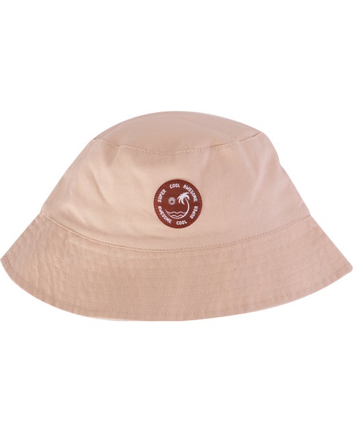 Kids' Reversible Bucket Hat in Cappuccino Stripe | Postie