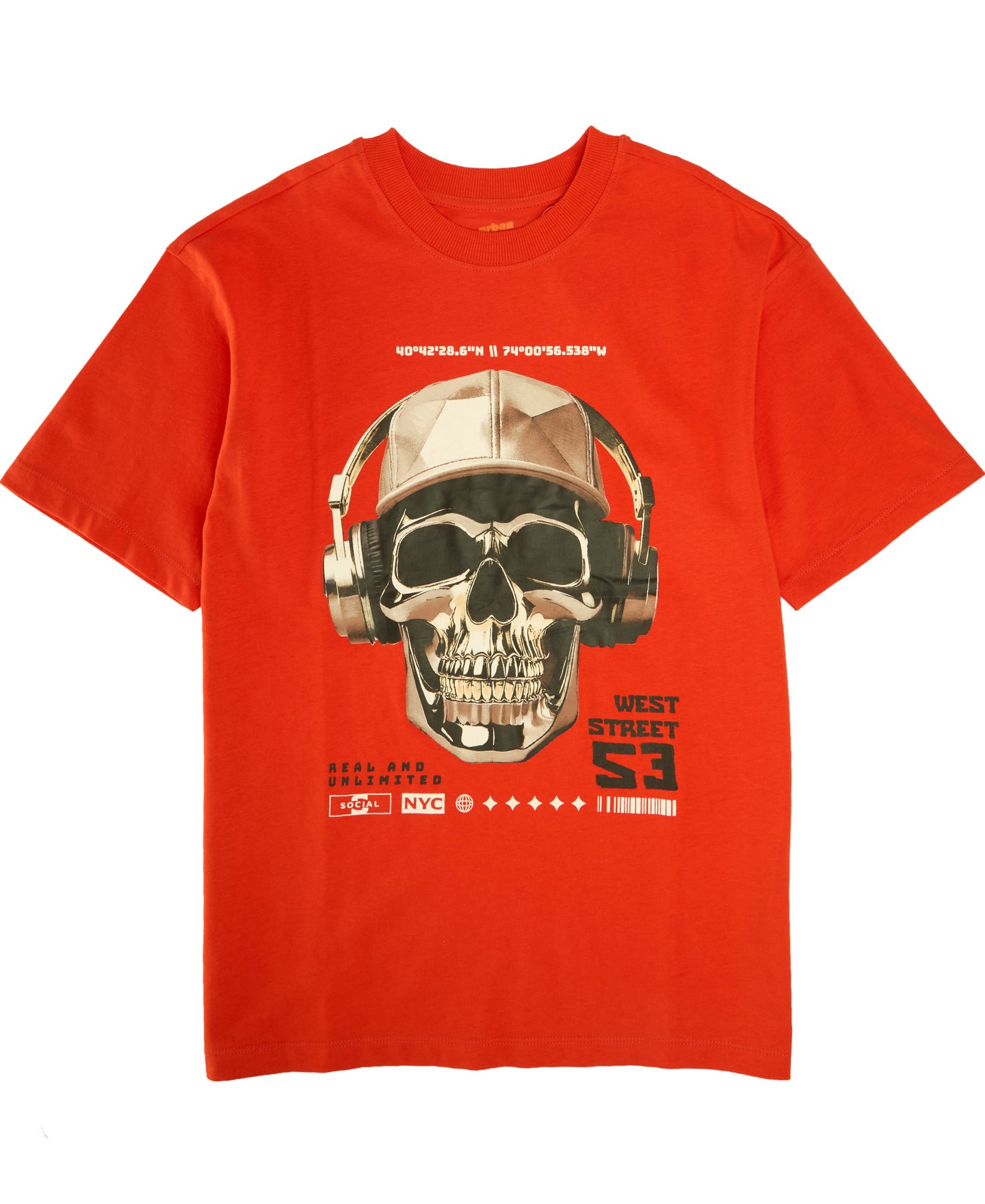 Kids' Short Sleeve Printed Tee in Cherry Tomato Skull | Postie