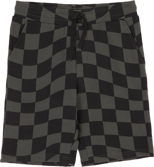 Kids' Terry Printed Shorts in Green/black Checker | Postie