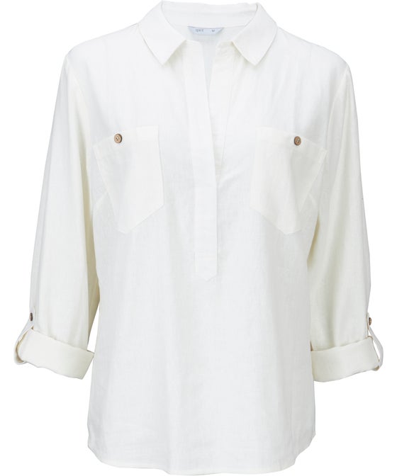 Women's Linen Blend Henley Shirt