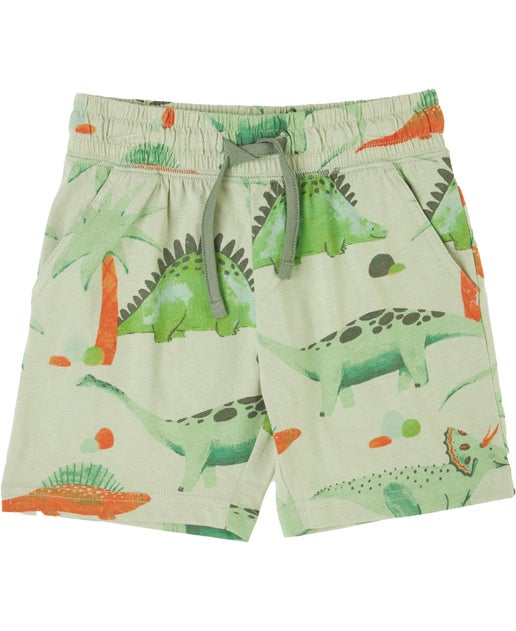 Little Kids All Over Print Knit Short in Sage Watercolour Dino | Postie