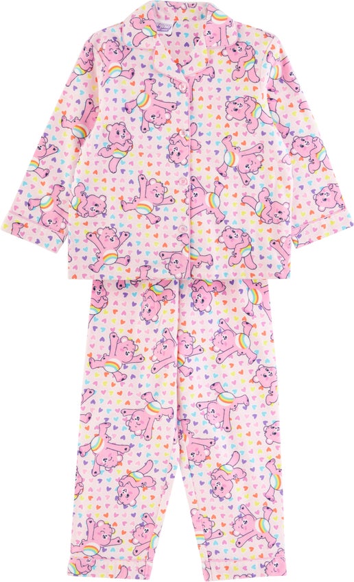 Little Kids' Licensed Character Flannel Pyjamas in Pink Care Bears Postie