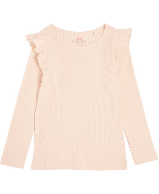 Mustard Comfort Ribbed Full-Sleeve Kids Top main image 1