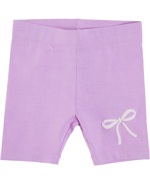 Little Kids' Neon Print Bike Short in Purple Bows Postie