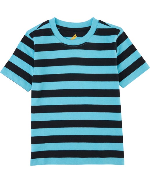 Little Kids' Striped T-shirt in Black/aquarius | Postie
