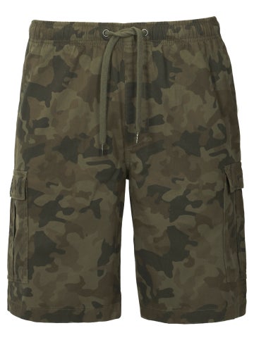 Men's Elastic Waist Cargo Shorts in Khaki Camo Postie