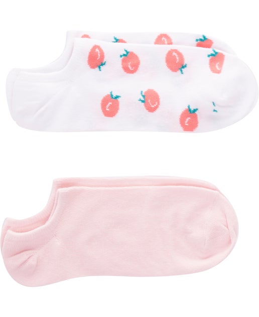 Women's 2 Pack No Show Socks in Peaches/pink | Postie