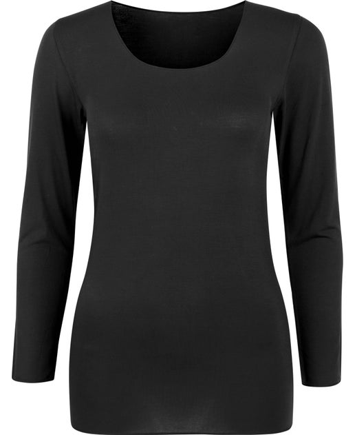 Women's Acrylic Thermal Long Sleeve Top in Black | Postie