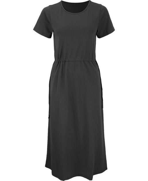 Womens' Drawcord Waist Midi Dress in Black | Postie