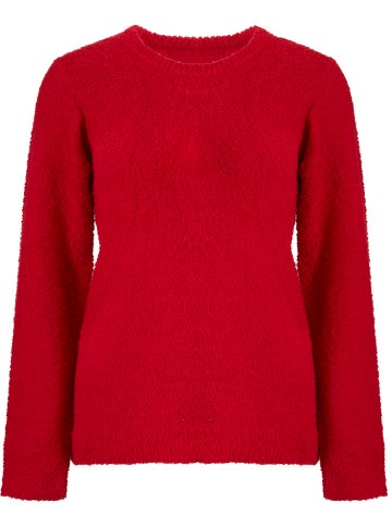 Women's Fluffy Crew Neck Jumper in Red Postie - Main Image