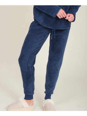 Women's Fluffy Jogger Lounge Pants in Navy