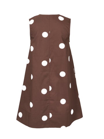 Women's Gathered Poplin Mini Dress in Brown Spot | Postie