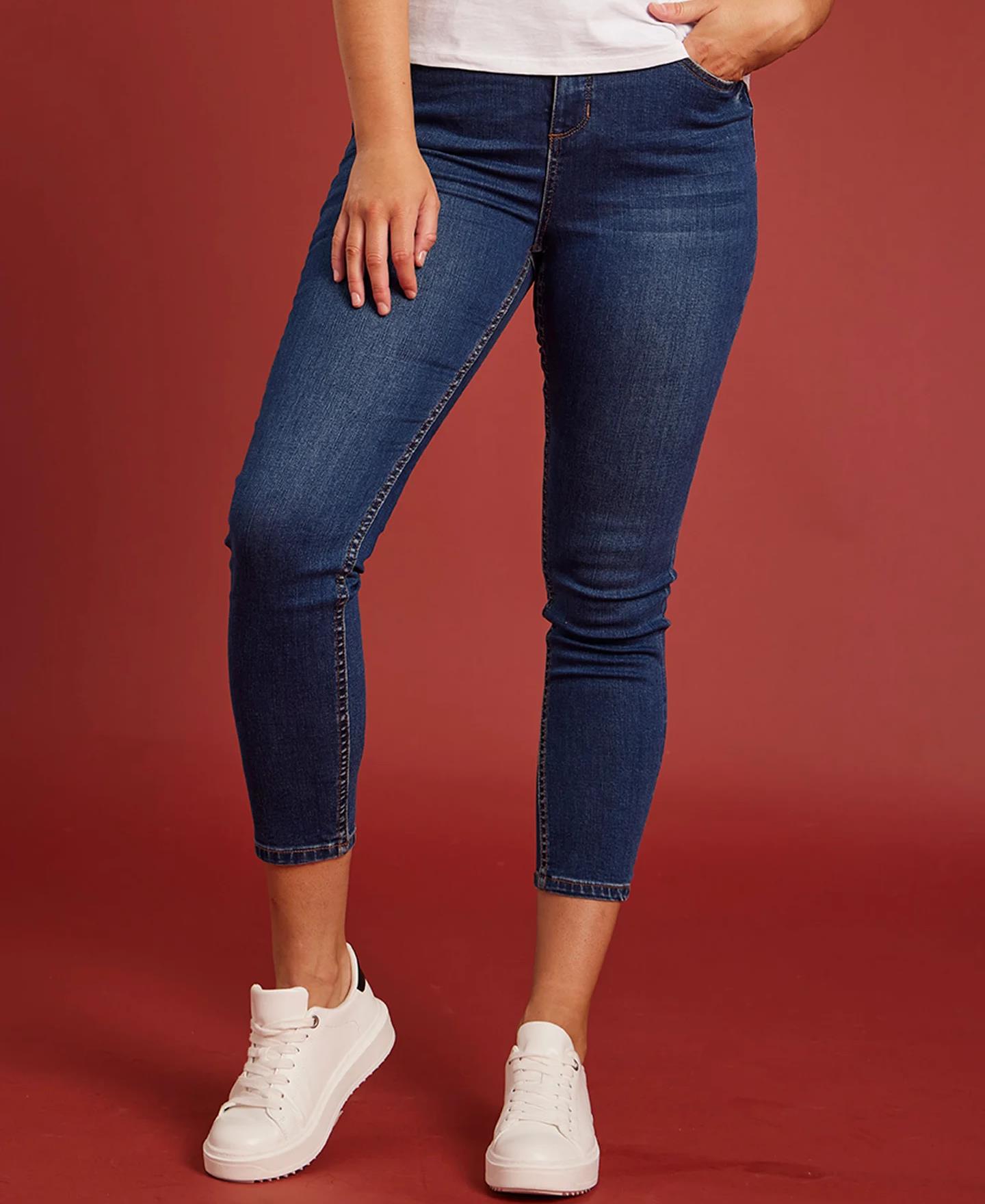 Women's High Rise Ankle Grazer Jeans in Mid Indigo