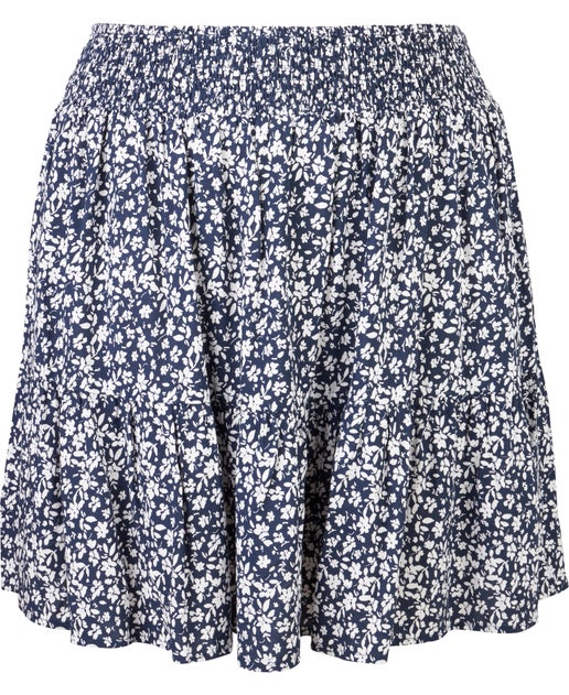 Women's Isobelle Tierred Mini Skirt in Navy Ditsy | Postie