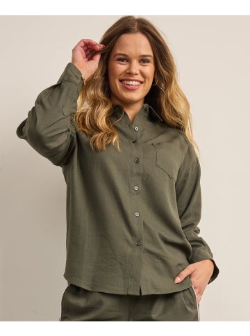 Women's Linen Blend Shirt in Khaki Postie