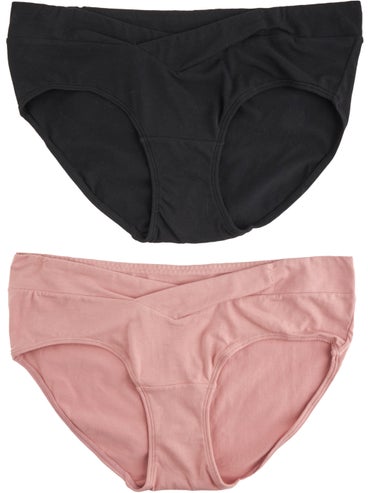 Women's Organic Cotton 2 Pack Maternity Brief in Black/rose