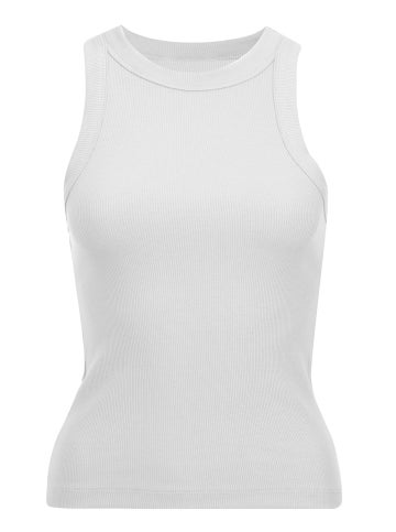 Women's Rib Knit Tank Top in White Postie