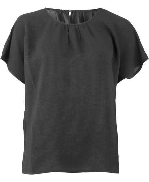 Women's Short Sleeve Frill Detail Blouse in Black | Postie
