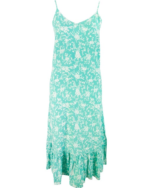 Women's Slip Dress with Frill in Marine Floral | Postie