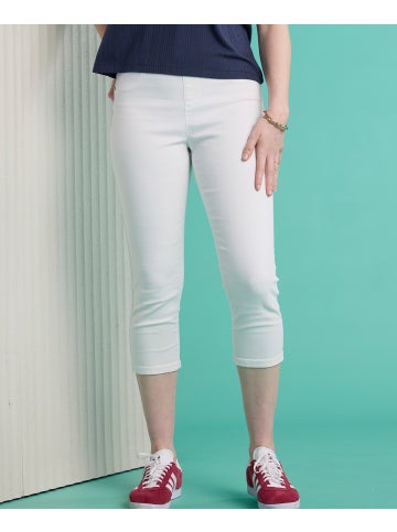 Women's Soft Touch Cropped Jean in White Postie - Main Image