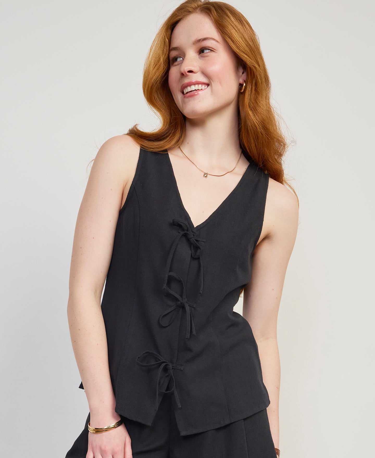 Women's Asymmetric Button Tank in White | Postie