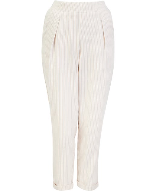 Women's Woven Cuffed Pant in Natural Stripe | Postie