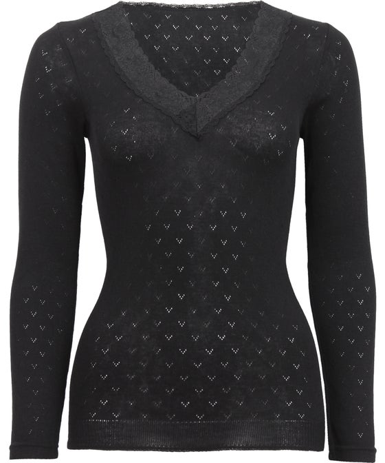 Women's Edited Long Sleeve Pointelle Thermal Top